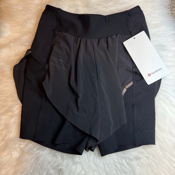 Lululemon Senseknit Composite HR Running Shorts Size 4 Black New